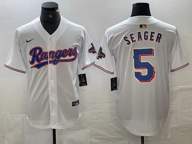Men's Texas Rangers #5 Corey Seager White 2023 World Series Champions Cool Base Jersey,We sell and wholesale Men's Texas Rangers #5 Corey Seager White 2023 World Series Champions Cool Base Jersey on line form chian!